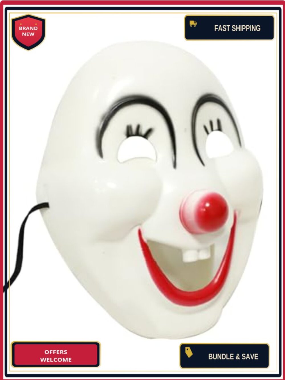 PVC Clown Full Face Mask Creepy Cosplay Halloween Adjustable Elastic